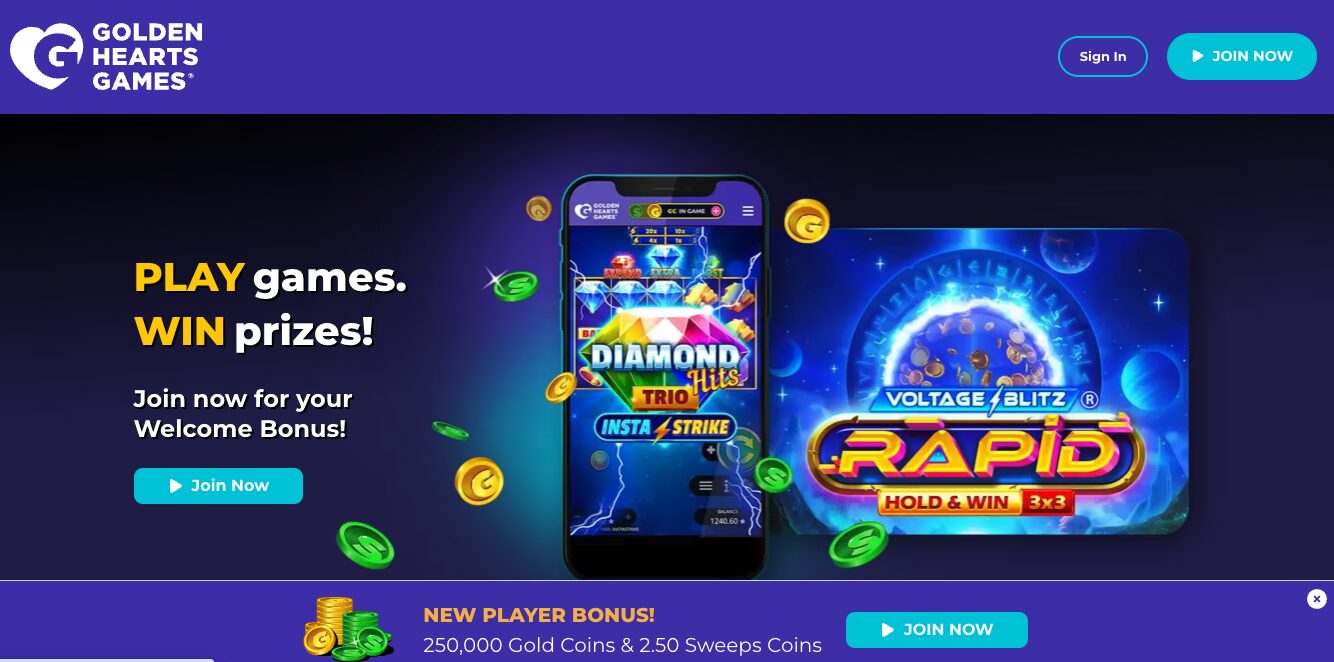 Golden Hearts Games Lobby